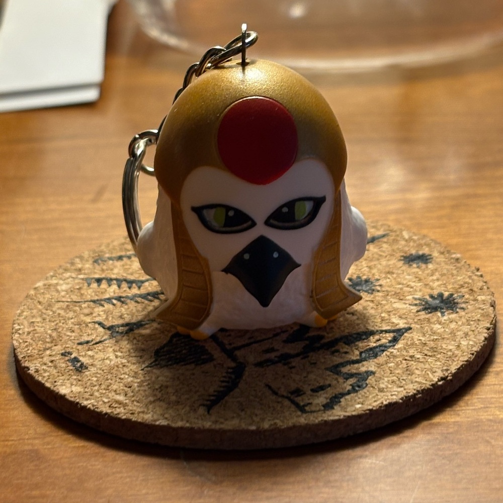 Bird Keychain with Red and Gold Accents